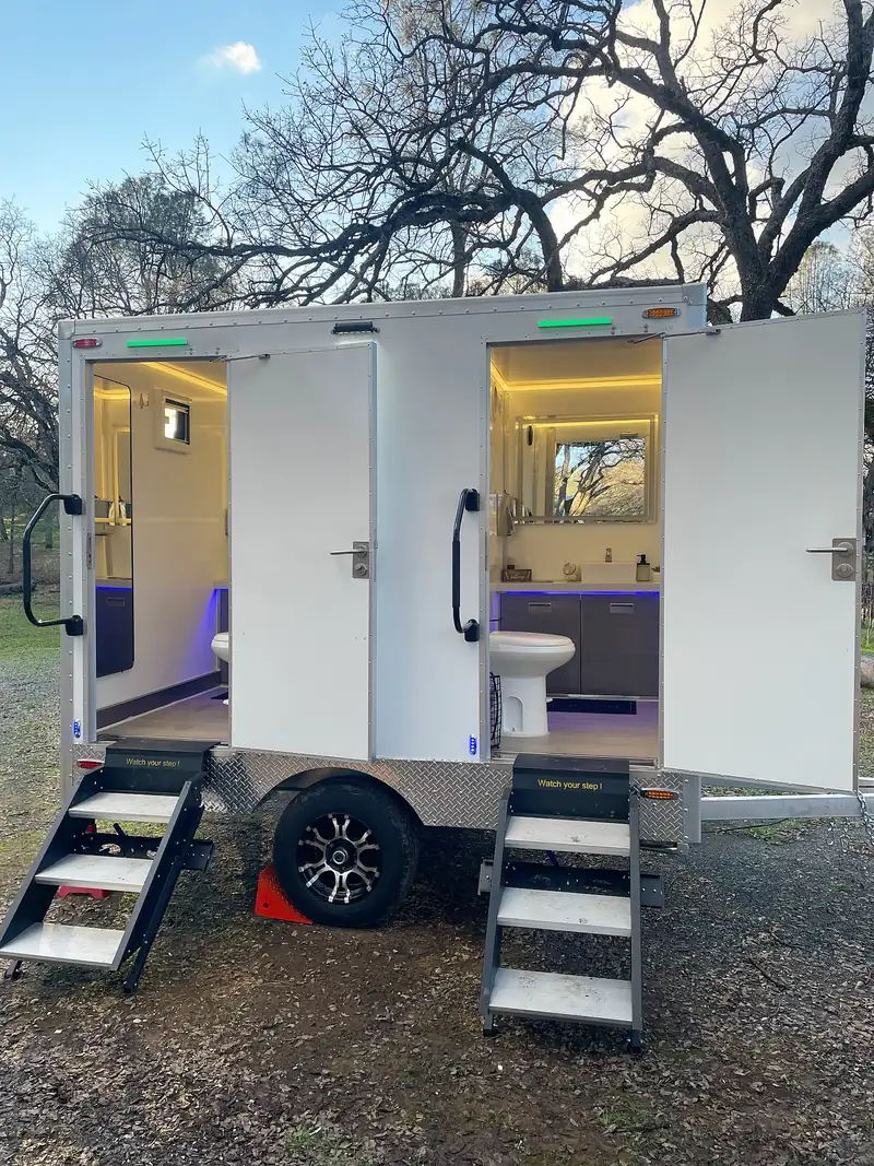 Luxury restroom trailer evening event midland, tx